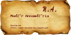 Maár Annamária névjegykártya